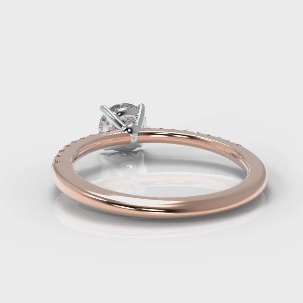 Petite Micropavé Round Brilliant Cut Diamond Engagement Ring - Rose Gold