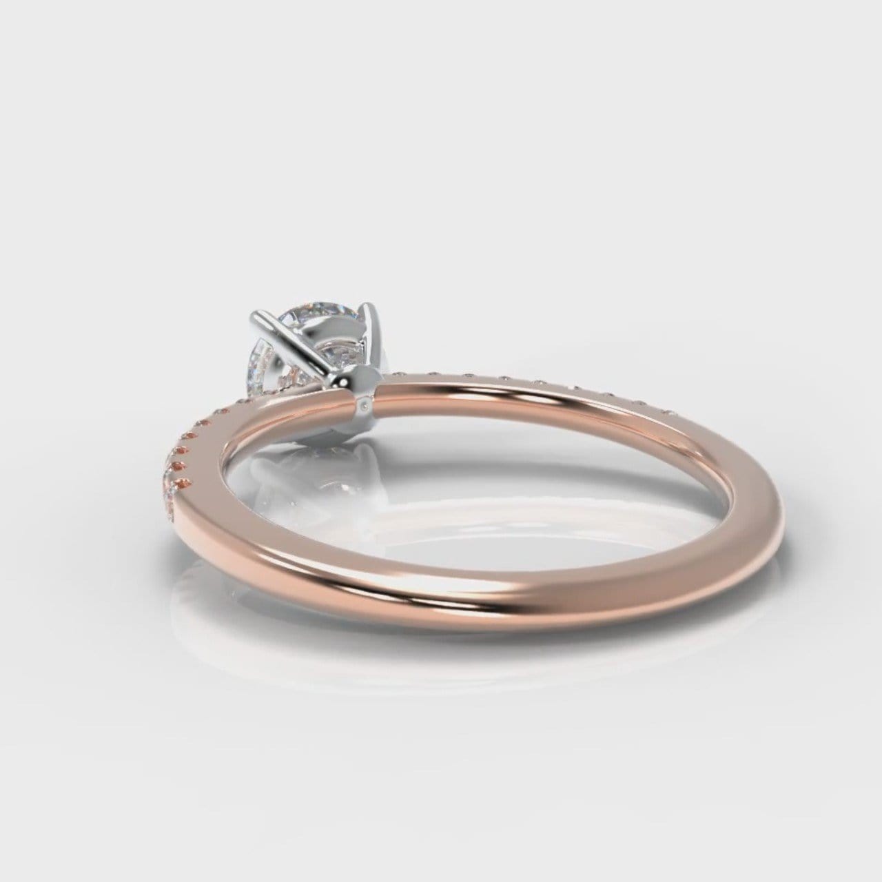 Petite Micropavé Round Brilliant Cut Diamond Engagement Ring - Rose Gold