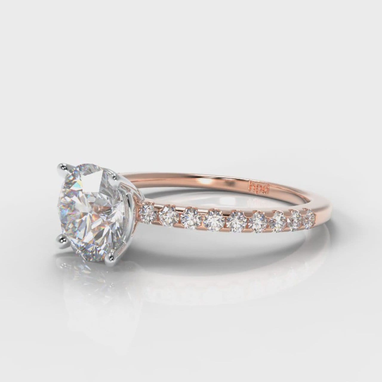 Petite Micropavé Round Brilliant Cut Diamond Engagement Ring - Rose Gold