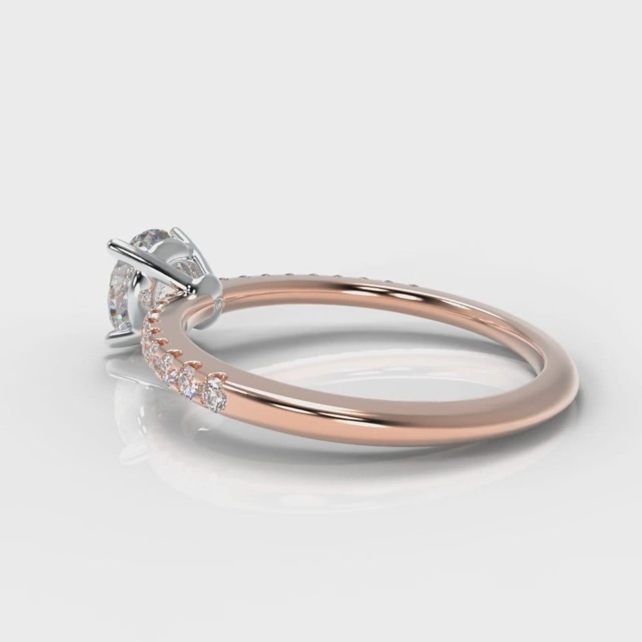 Petite Micropavé Round Brilliant Cut Diamond Engagement Ring - Rose Gold