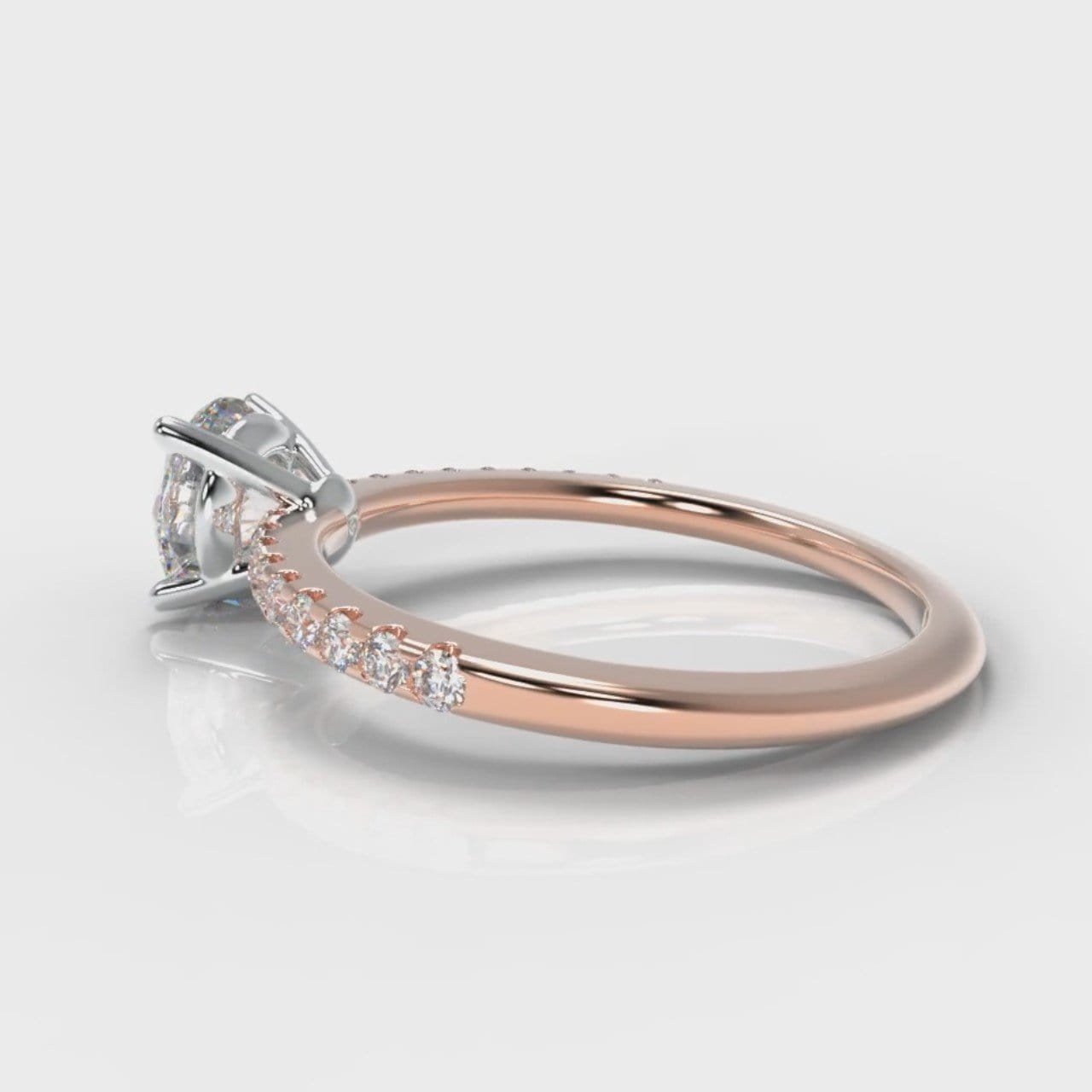 Petite Micropavé Round Brilliant Cut Diamond Engagement Ring - Rose Gold