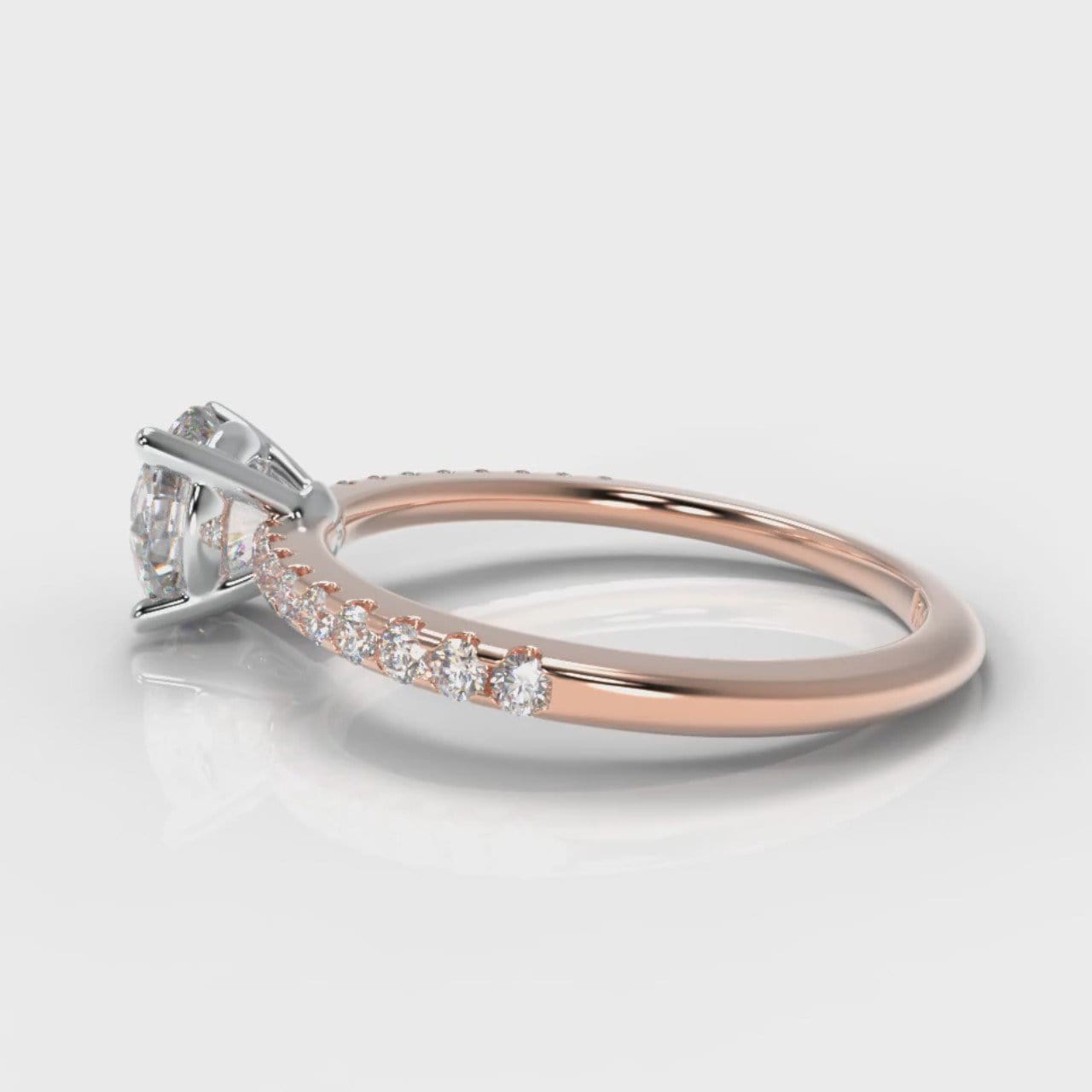 Petite Micropavé Round Brilliant Cut Diamond Engagement Ring - Rose Gold