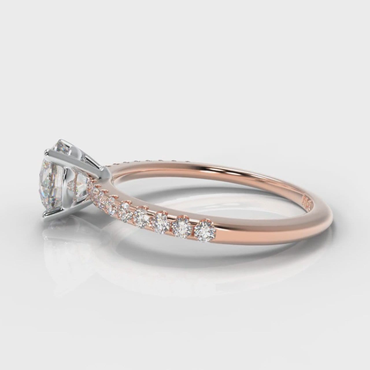 Petite Micropavé Round Brilliant Cut Diamond Engagement Ring - Rose Gold