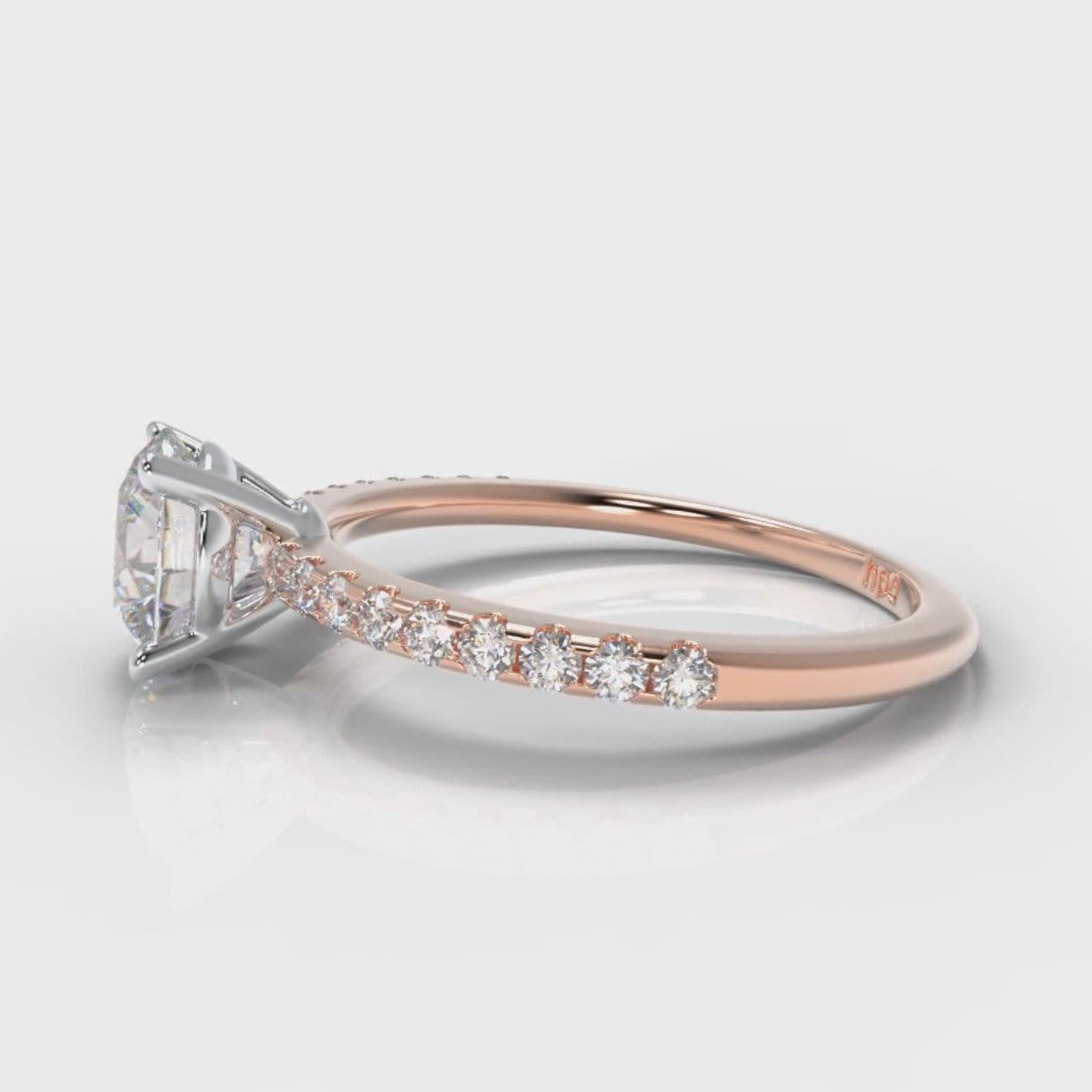Petite Micropavé Round Brilliant Cut Diamond Engagement Ring - Rose Gold