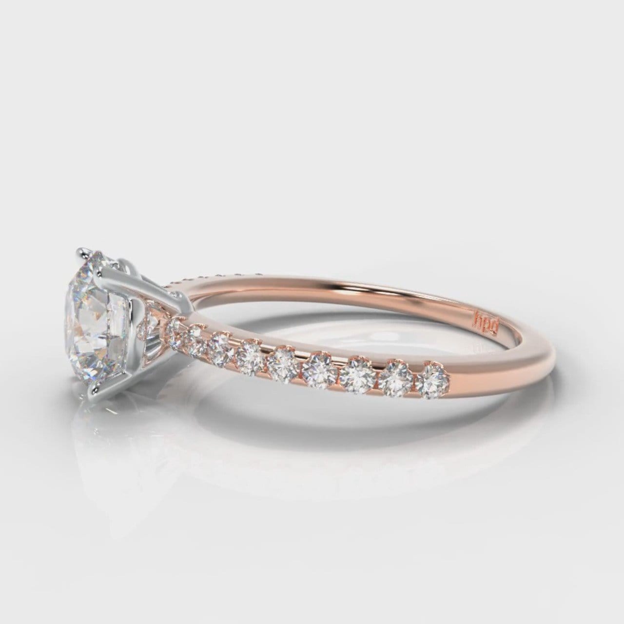 Petite Micropavé Round Brilliant Cut Diamond Engagement Ring - Rose Gold