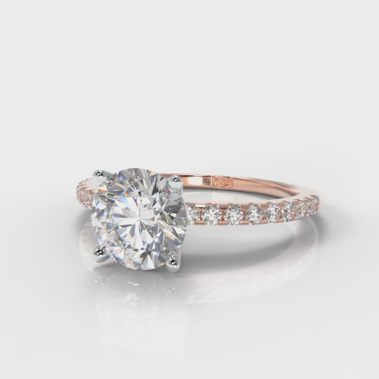 Petite Micropavé Round Brilliant Cut Diamond Engagement Ring - Rose Gold