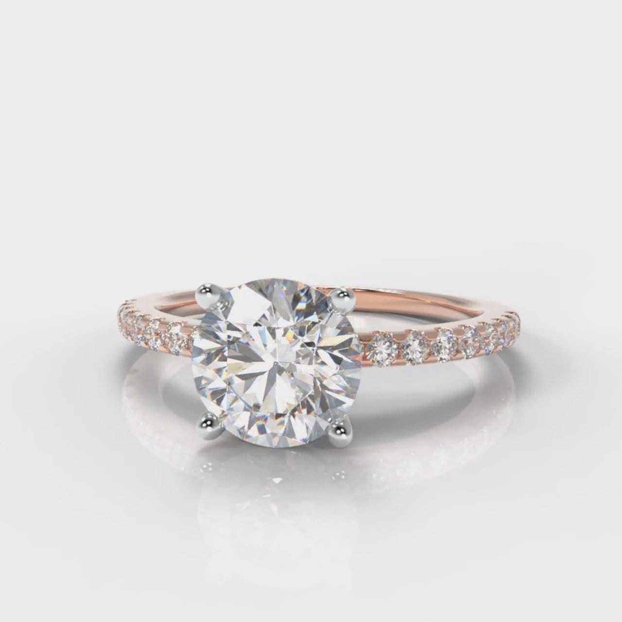 Petite Micropavé Round Brilliant Cut Diamond Engagement Ring - Rose Gold