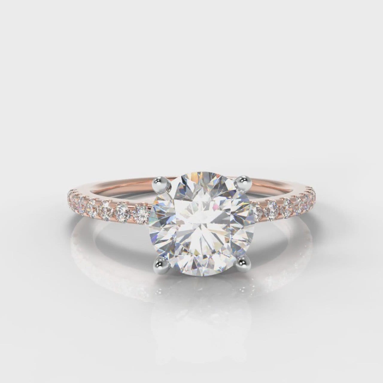 Petite Micropavé Round Brilliant Cut Diamond Engagement Ring - Rose Gold