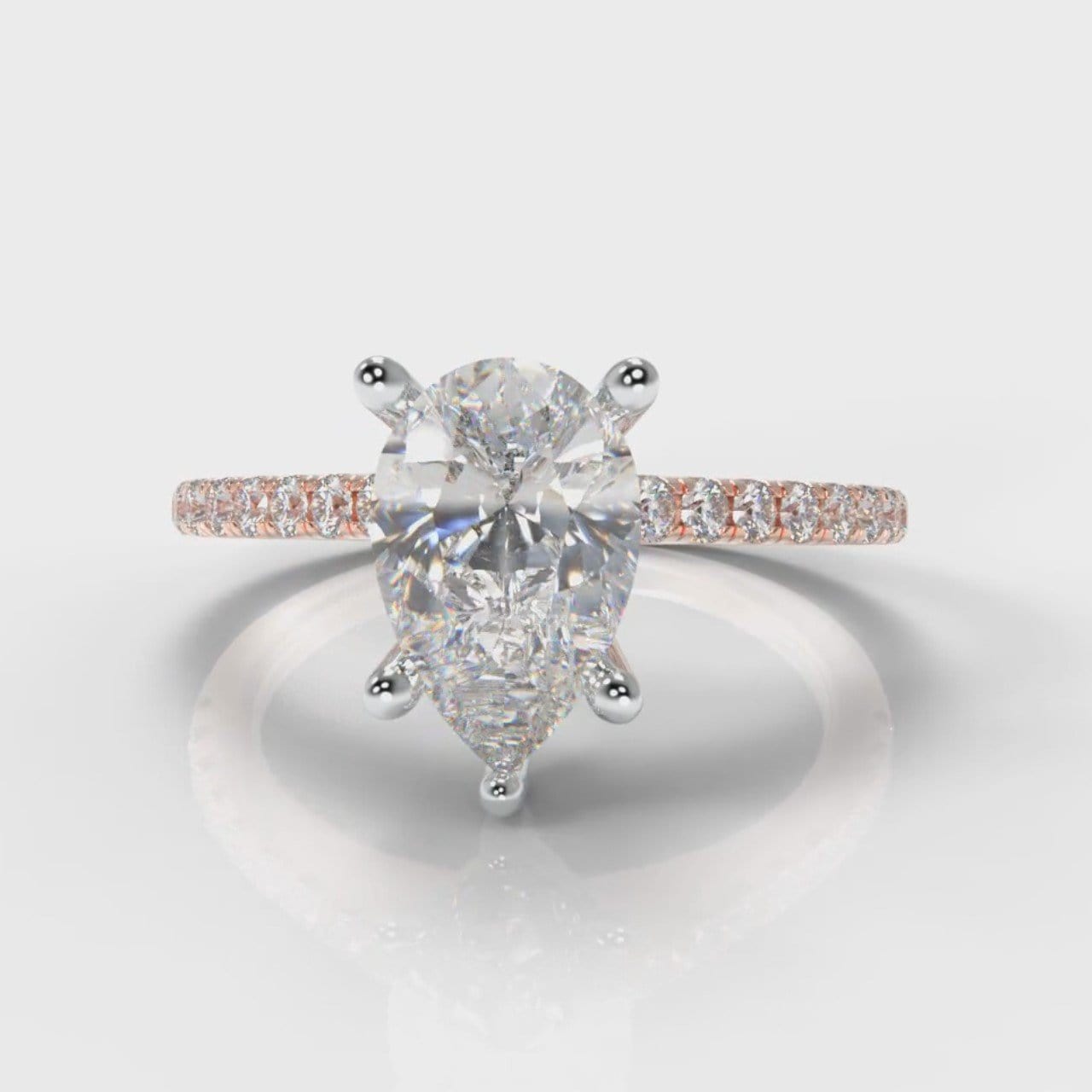 Petite Micropavé Pear Diamond Engagement Ring - Rose Gold