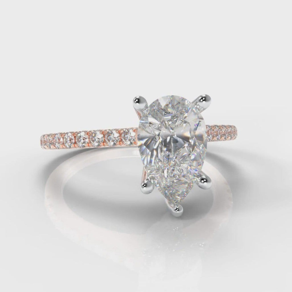 Petite Micropavé Pear Diamond Engagement Ring - Rose Gold