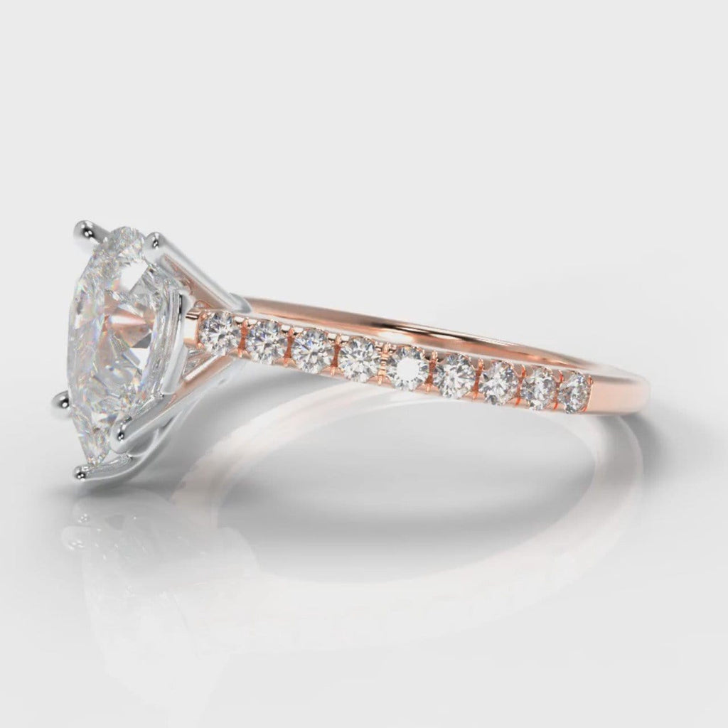 Petite Micropavé Pear Diamond Engagement Ring - Rose Gold