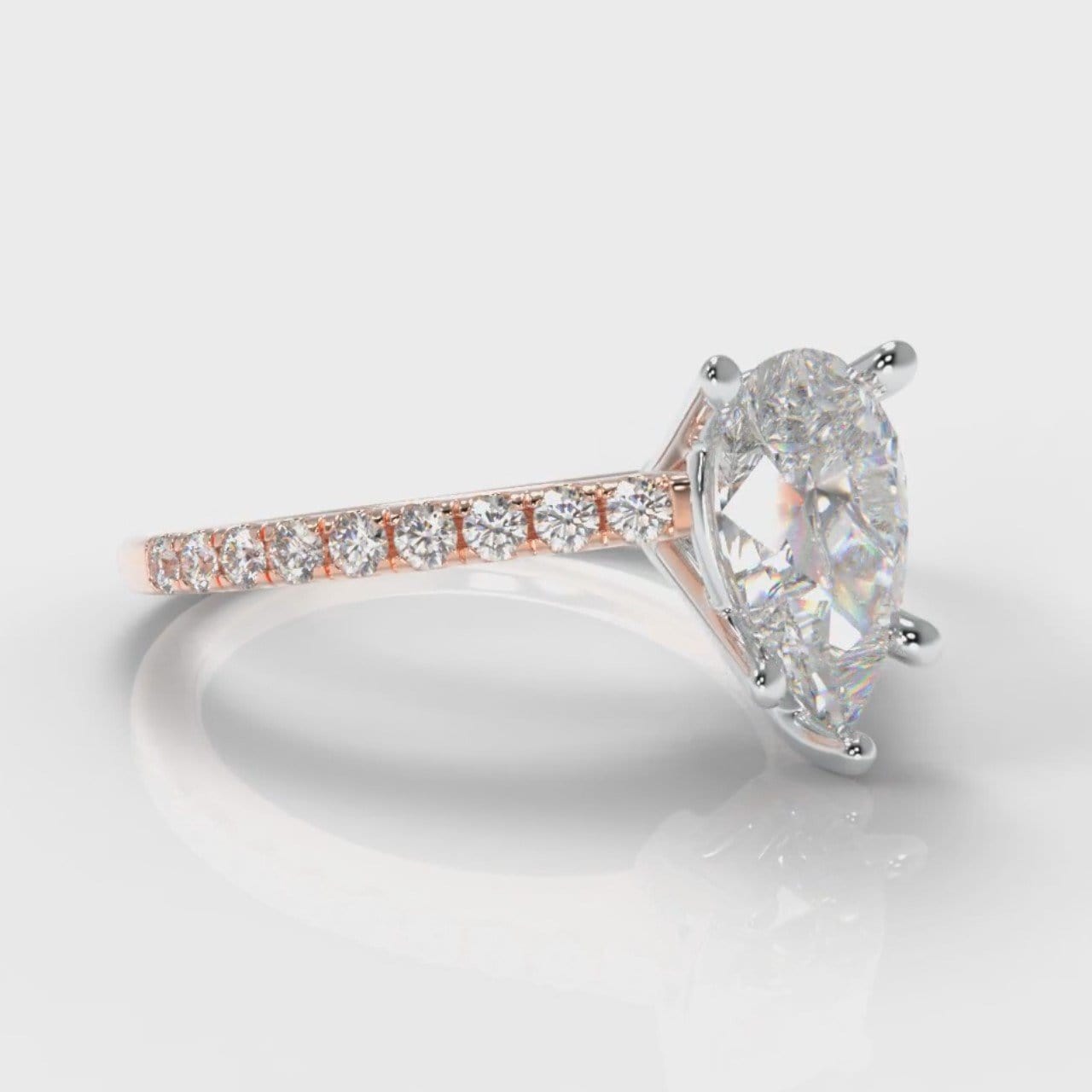 Petite Micropavé Pear Diamond Engagement Ring - Rose Gold