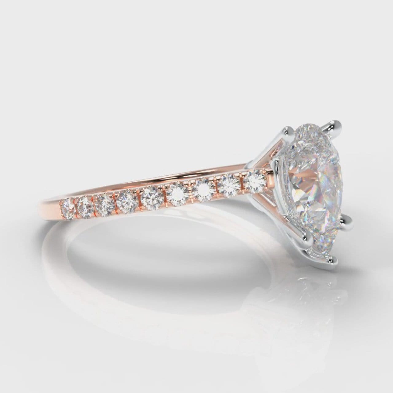 Petite Micropavé Pear Diamond Engagement Ring - Rose Gold