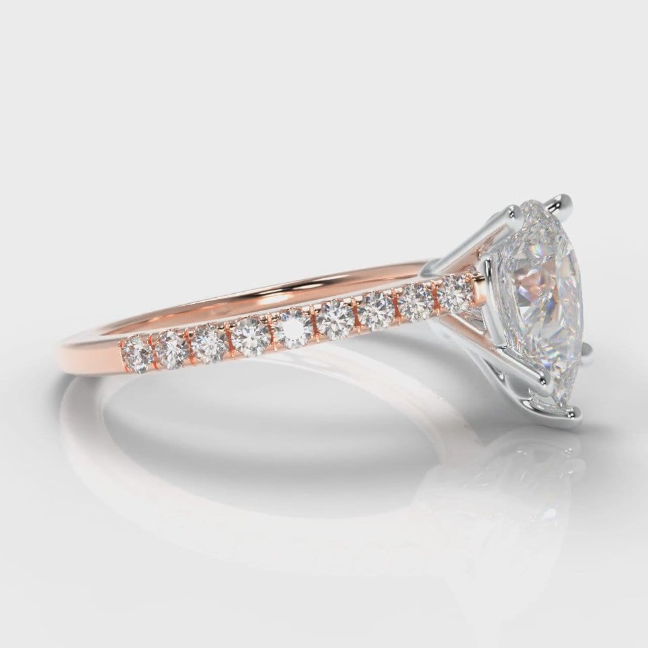 Petite Micropavé Pear Diamond Engagement Ring - Rose Gold