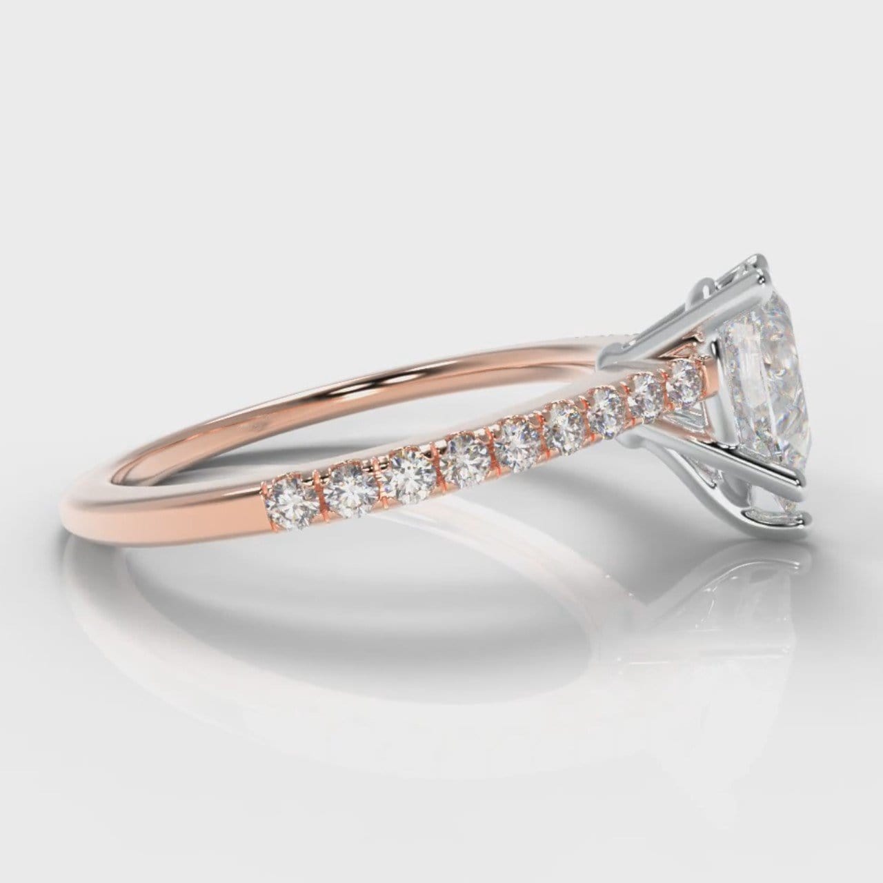Petite Micropavé Pear Diamond Engagement Ring - Rose Gold