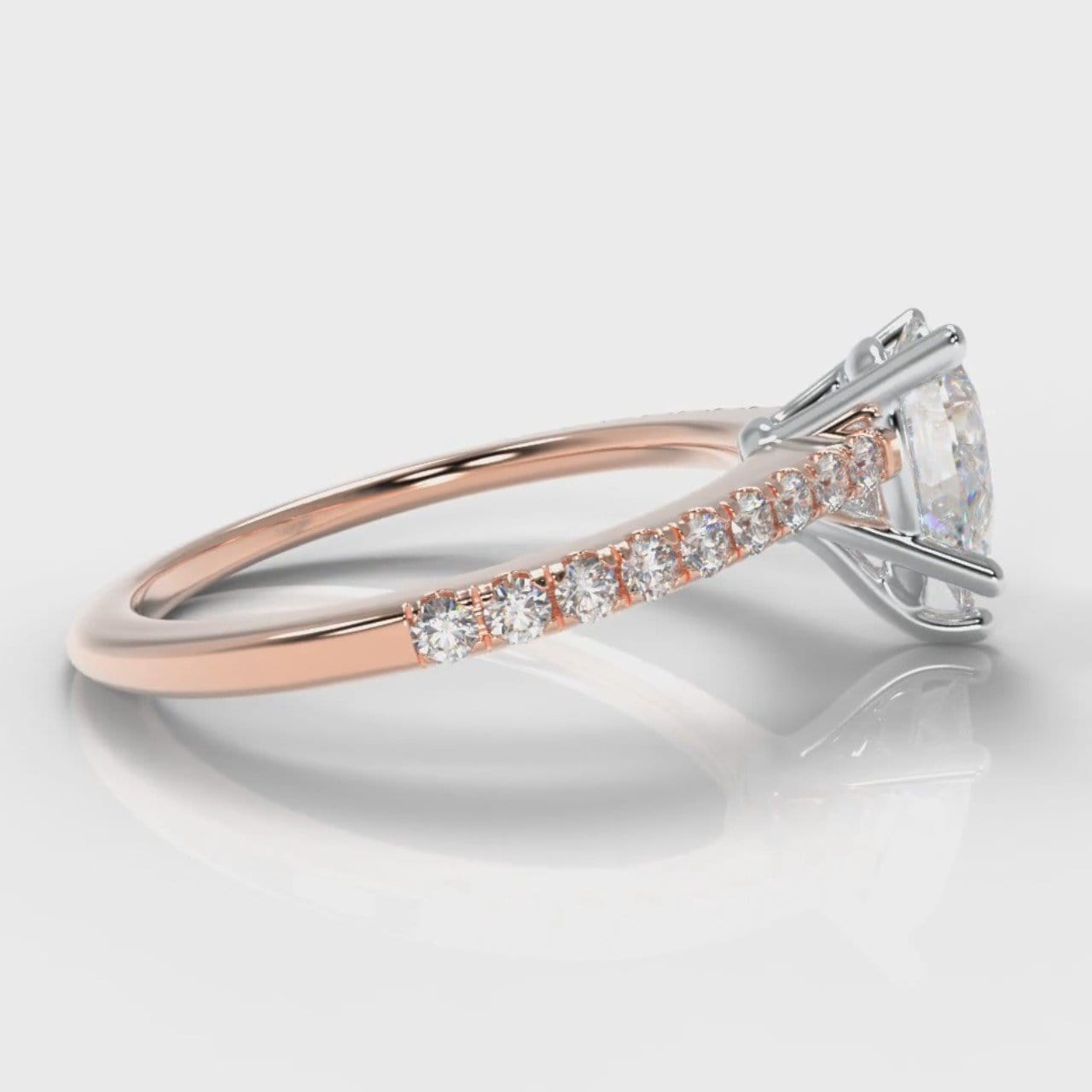 Petite Micropavé Pear Diamond Engagement Ring - Rose Gold