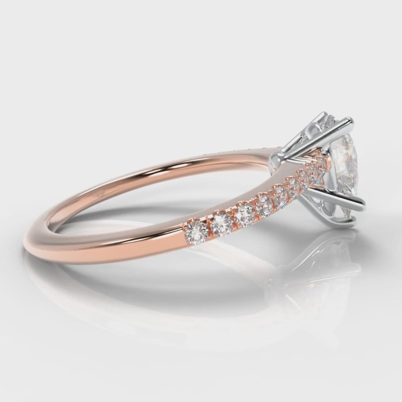 Petite Micropavé Pear Diamond Engagement Ring - Rose Gold