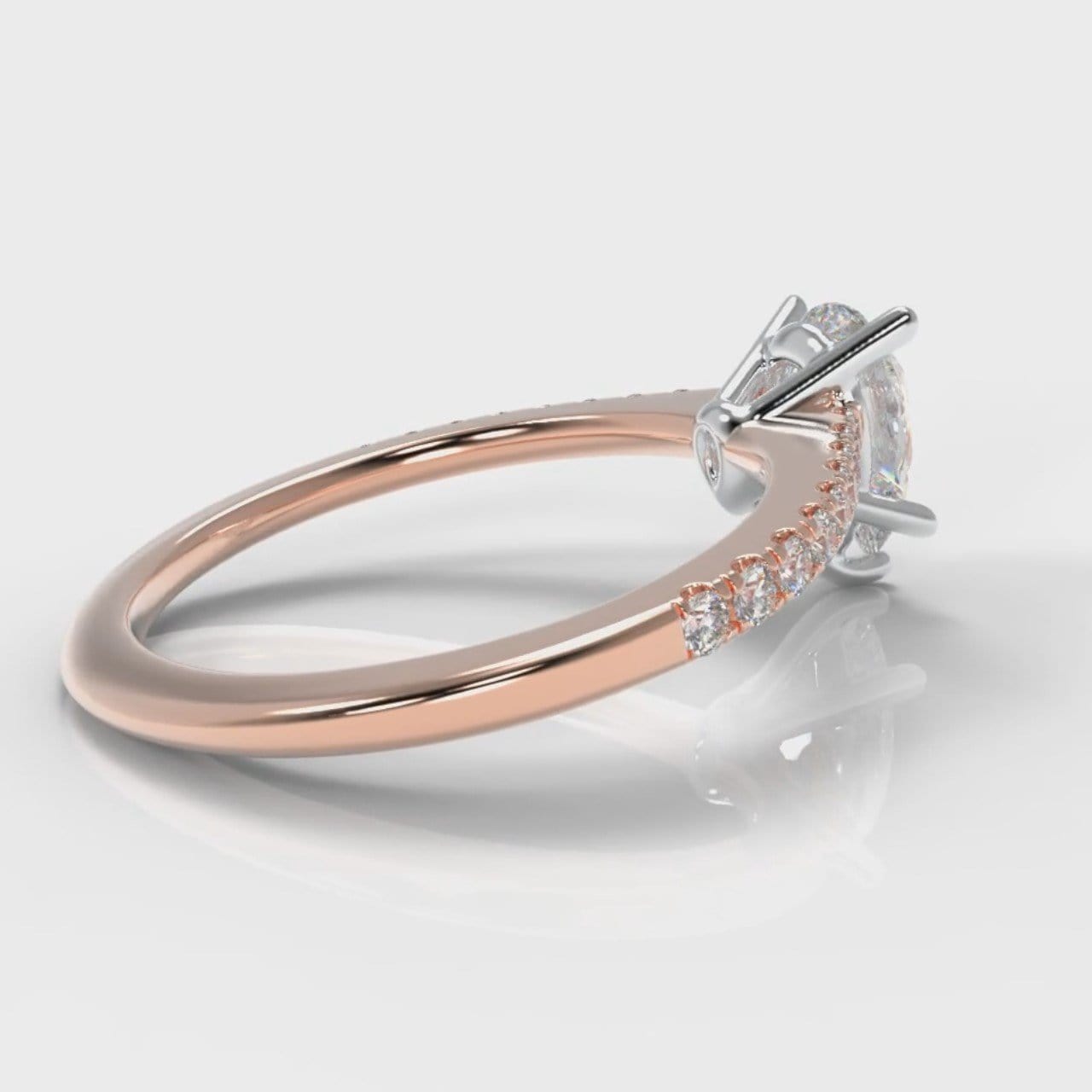 Petite Micropavé Pear Diamond Engagement Ring - Rose Gold