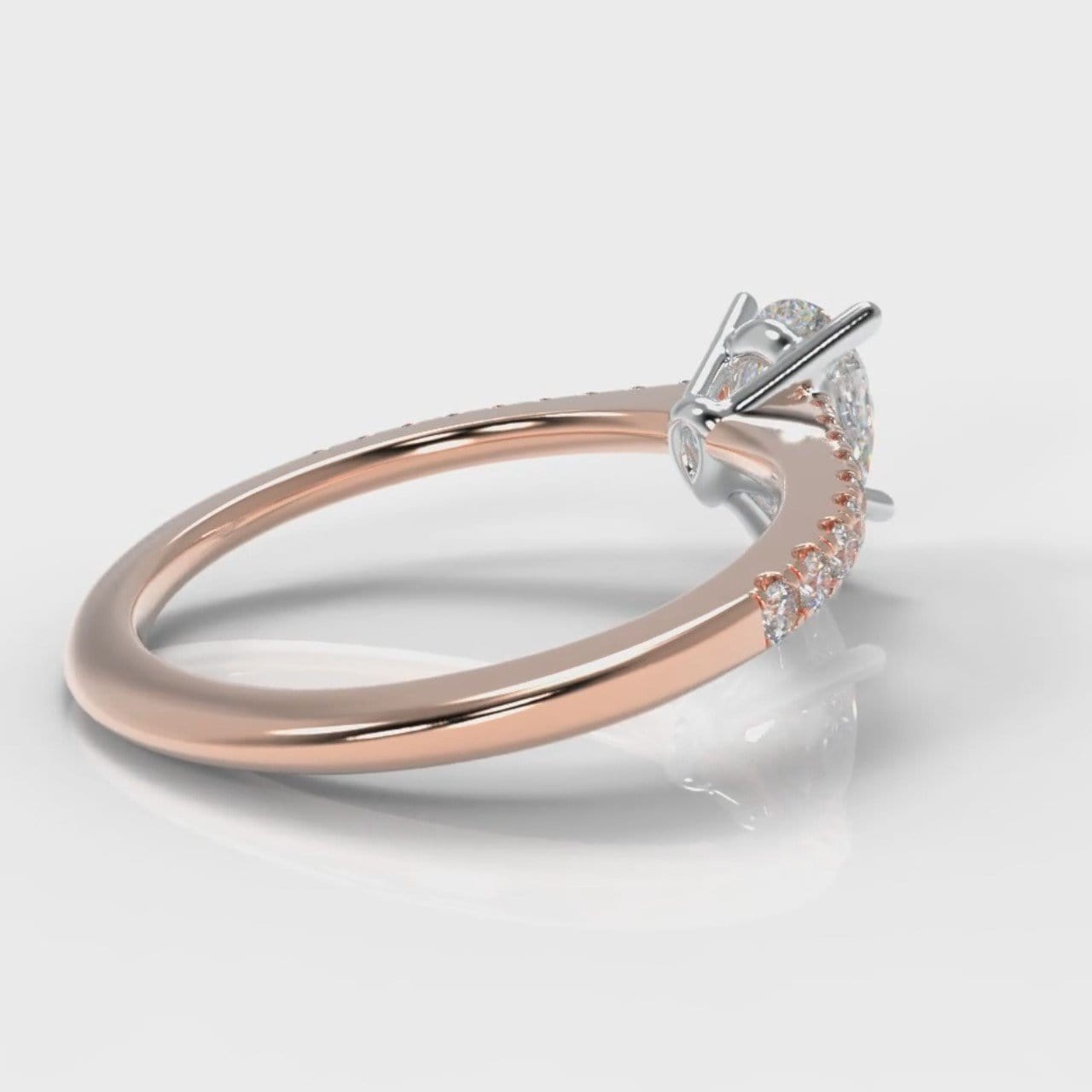 Petite Micropavé Pear Diamond Engagement Ring - Rose Gold