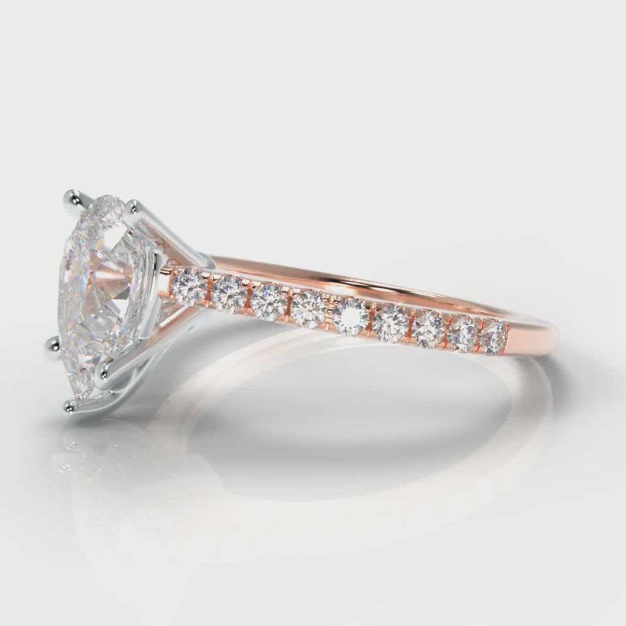 Petite Micropavé Pear Diamond Engagement Ring - Rose Gold