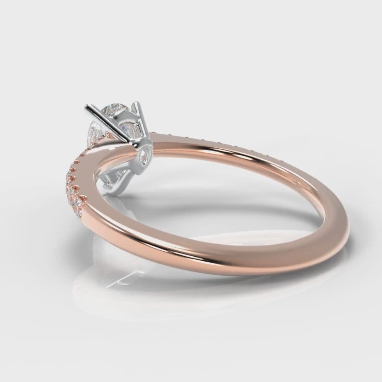 Petite Micropavé Pear Diamond Engagement Ring - Rose Gold