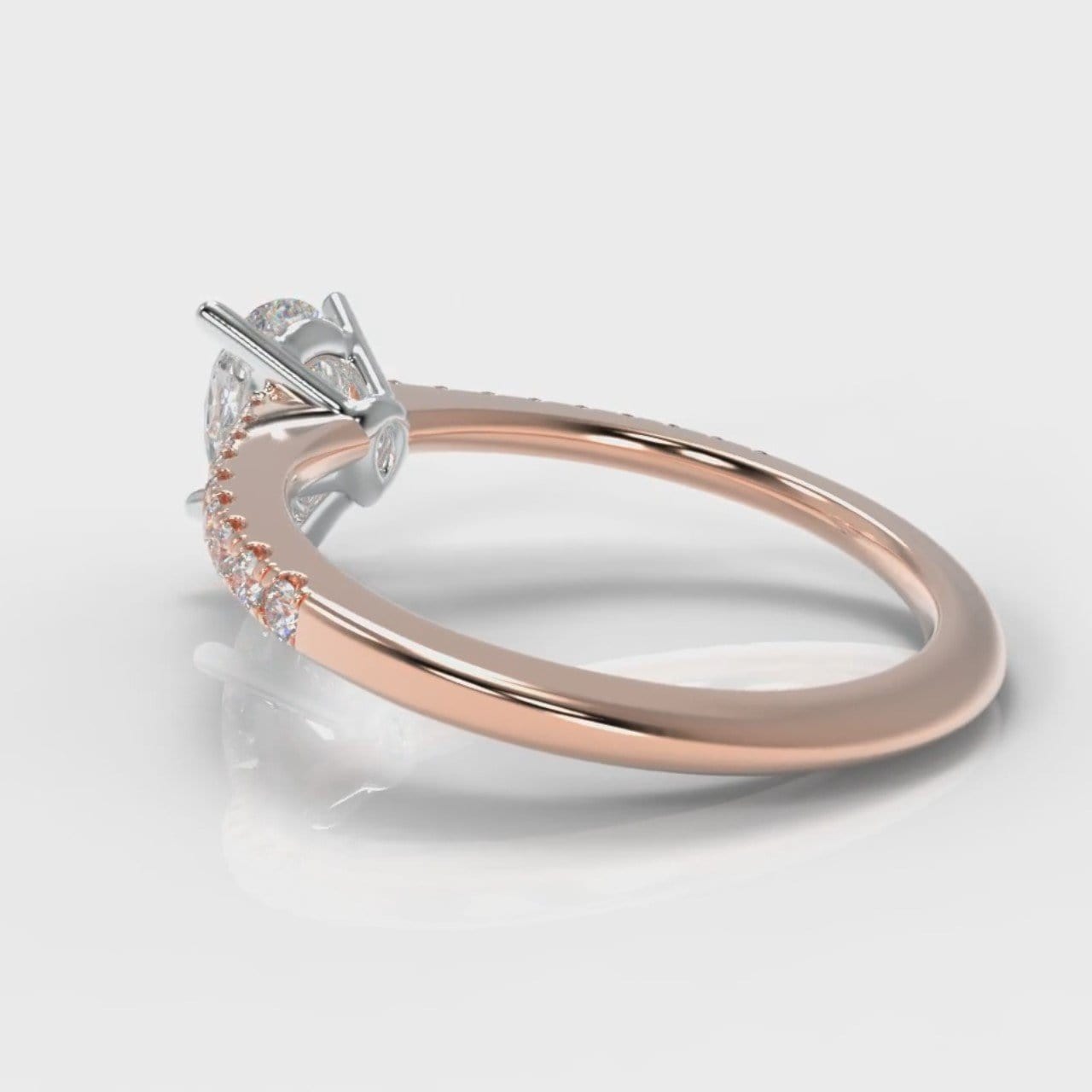 Petite Micropavé Pear Diamond Engagement Ring - Rose Gold