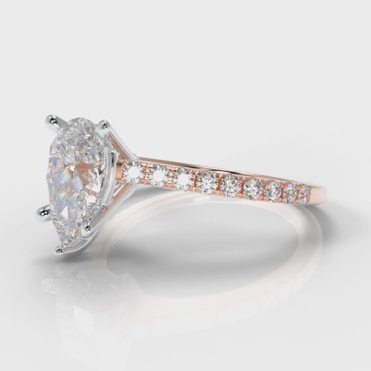 Petite Micropavé Pear Diamond Engagement Ring - Rose Gold