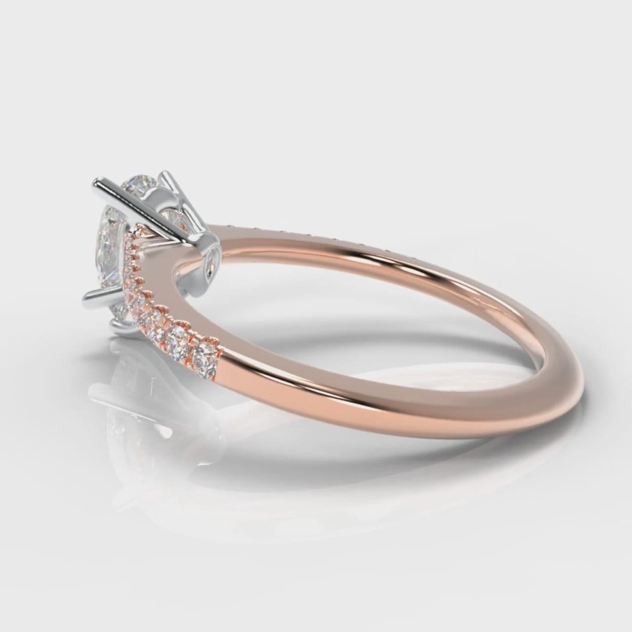 Petite Micropavé Pear Diamond Engagement Ring - Rose Gold