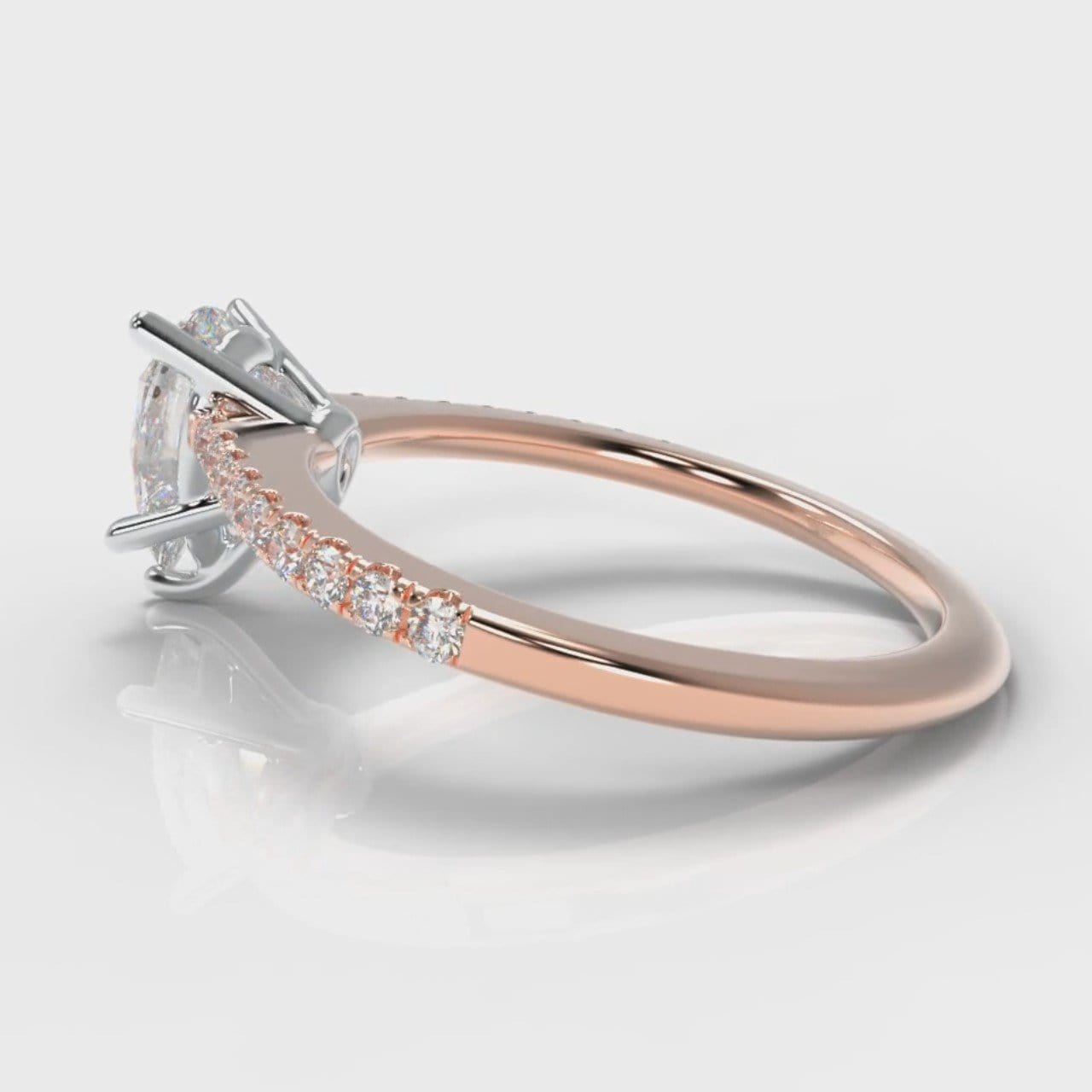 Petite Micropavé Pear Diamond Engagement Ring - Rose Gold