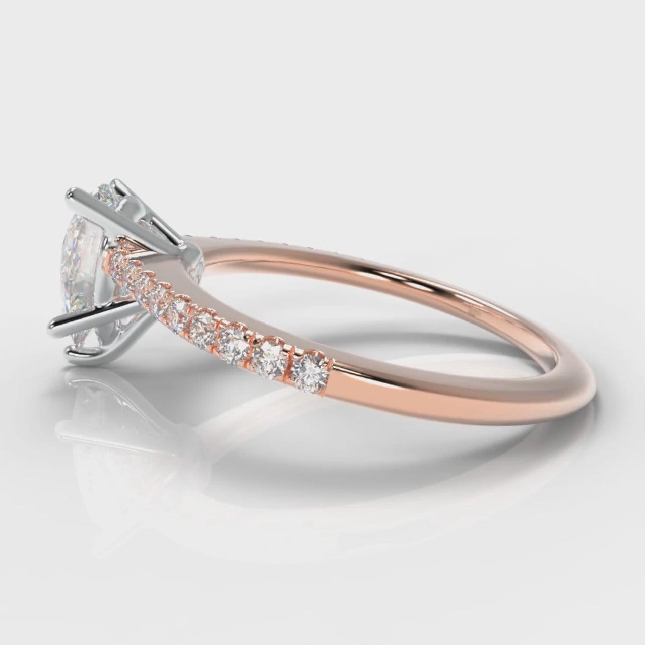 Petite Micropavé Pear Diamond Engagement Ring - Rose Gold