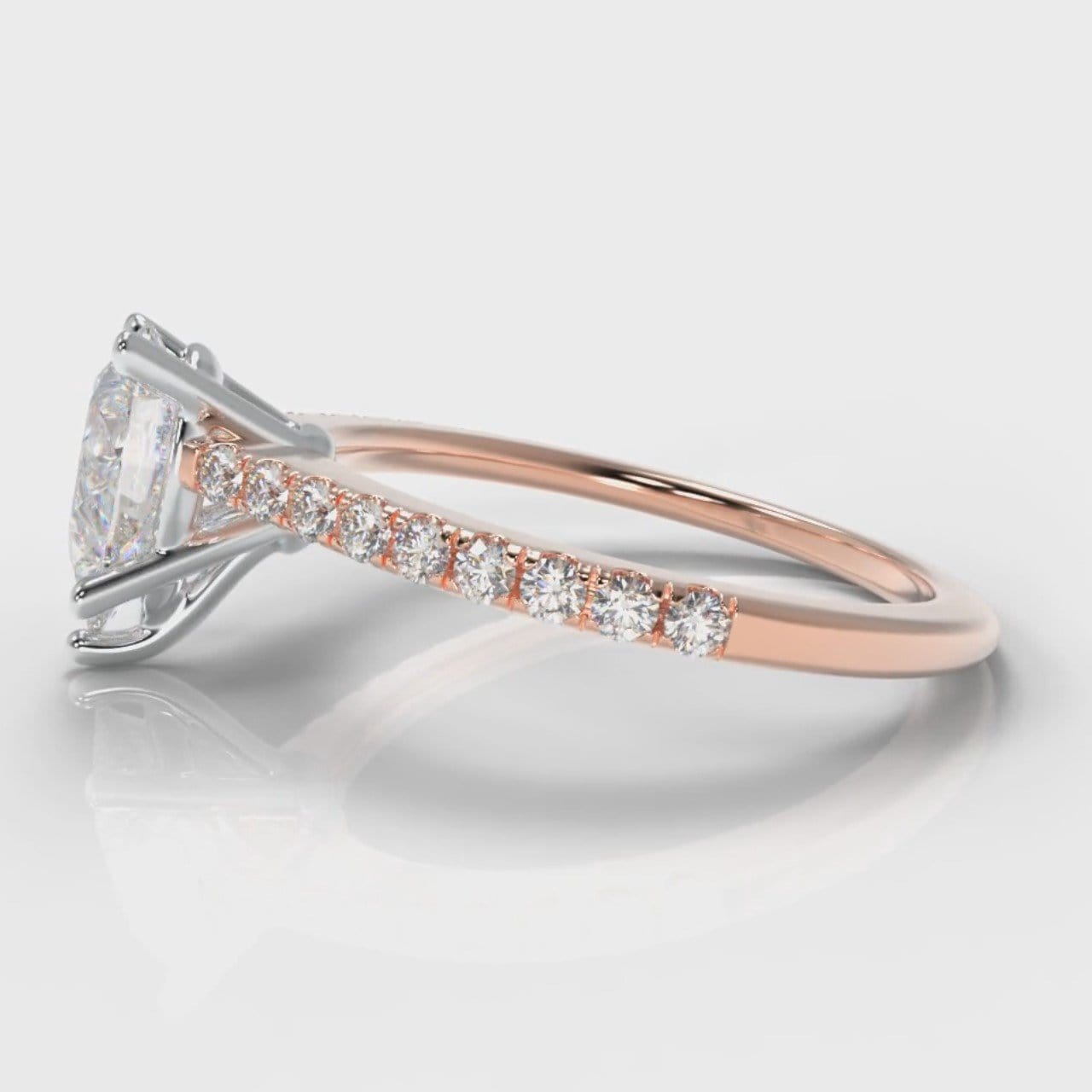 Petite Micropavé Pear Diamond Engagement Ring - Rose Gold