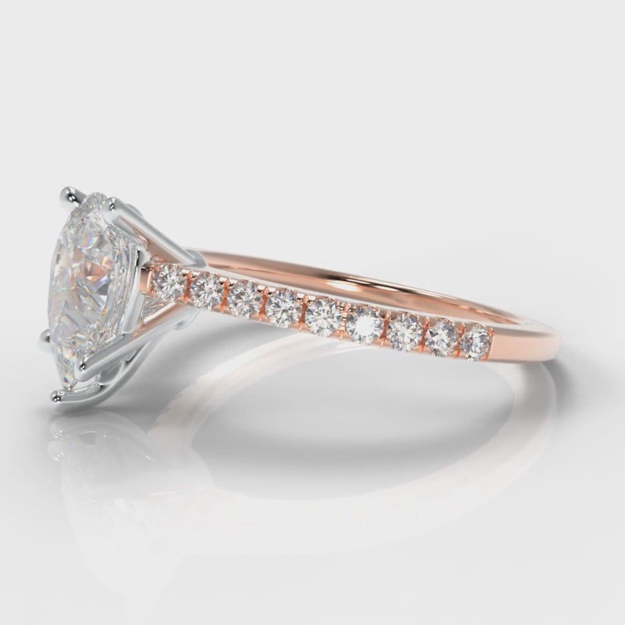 Petite Micropavé Pear Diamond Engagement Ring - Rose Gold