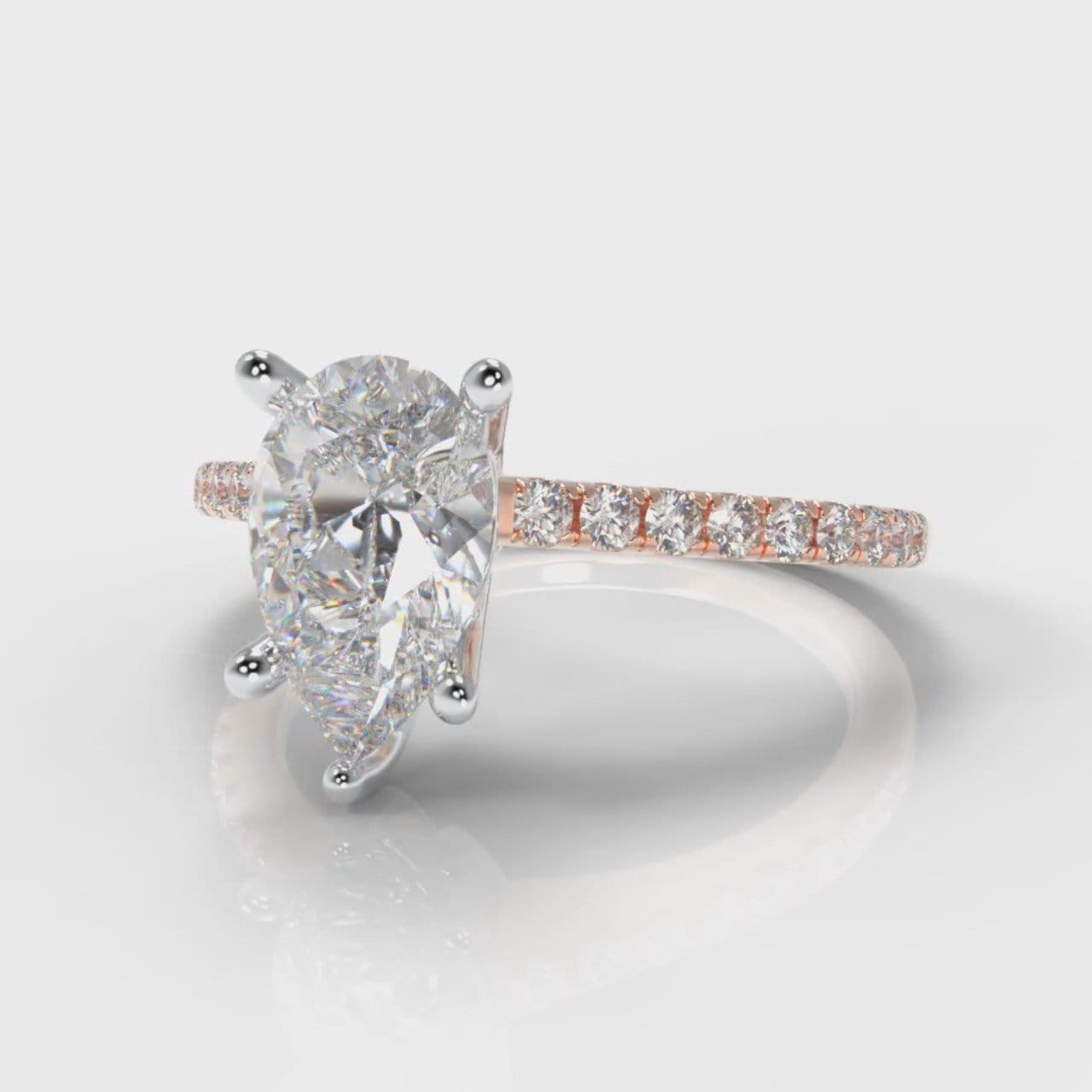 Petite Micropavé Pear Diamond Engagement Ring - Rose Gold