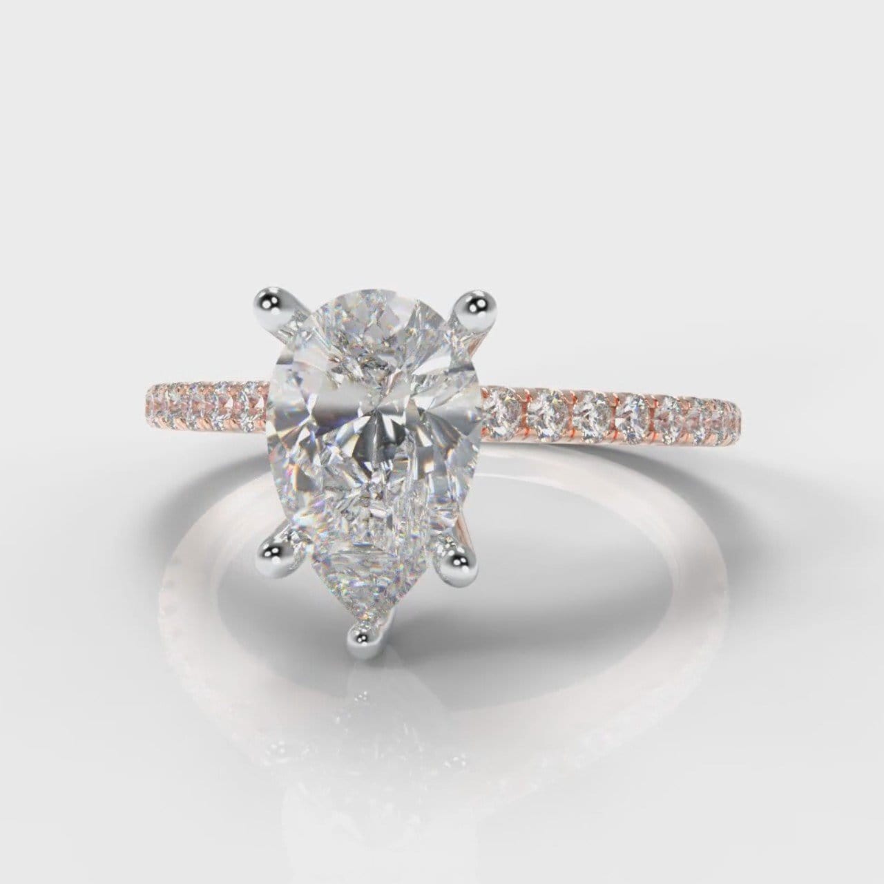 Petite Micropavé Pear Diamond Engagement Ring - Rose Gold