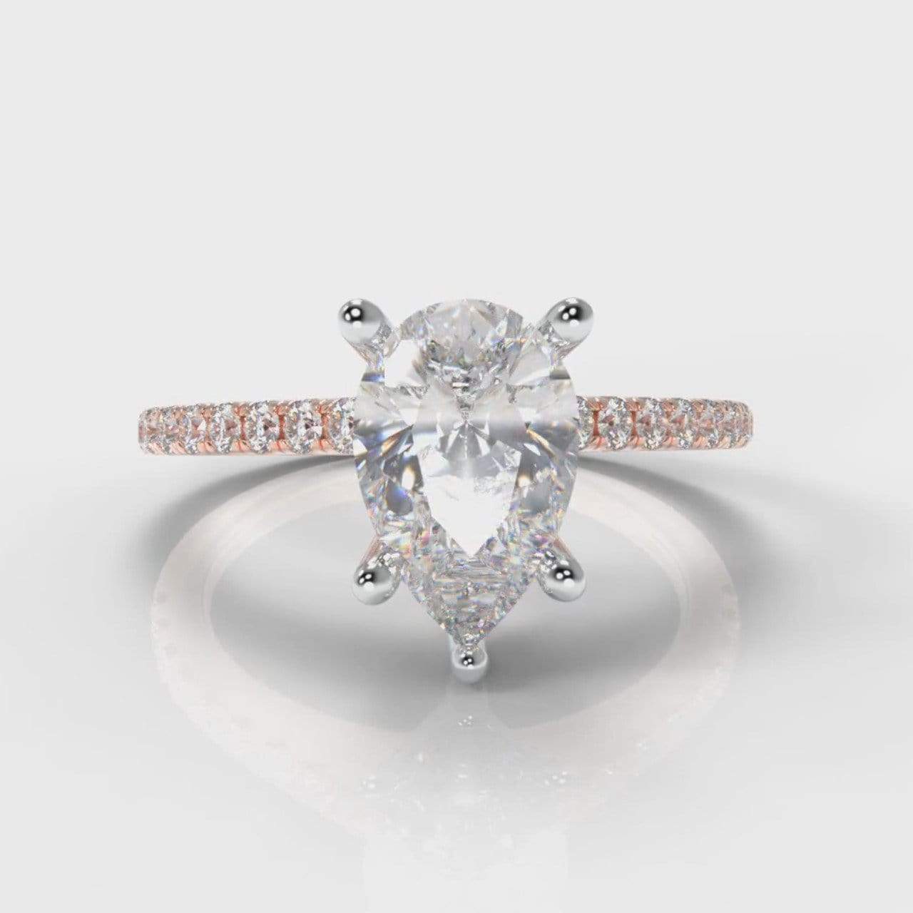 Petite Micropavé Pear Diamond Engagement Ring - Rose Gold