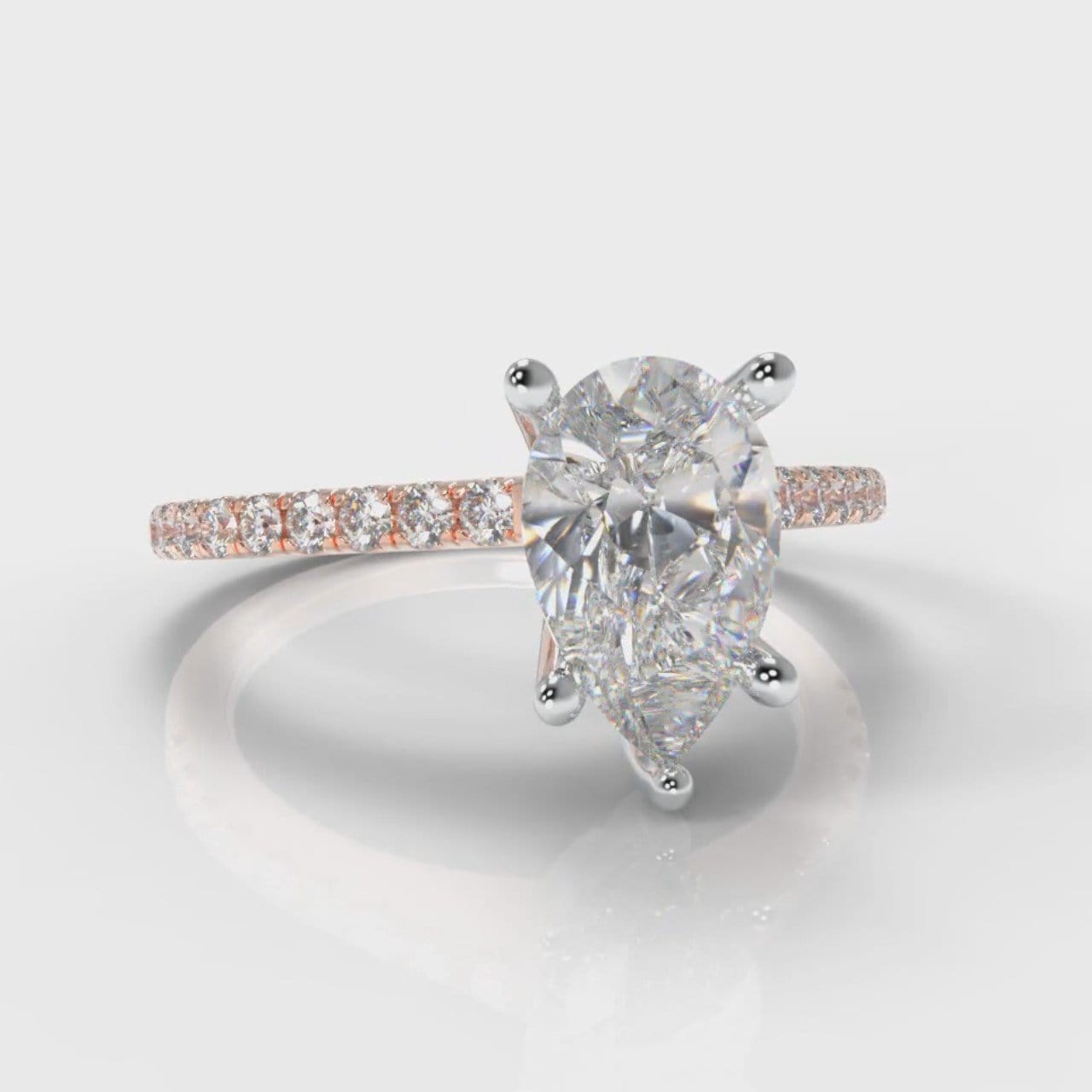 Petite Micropavé Pear Diamond Engagement Ring - Rose Gold