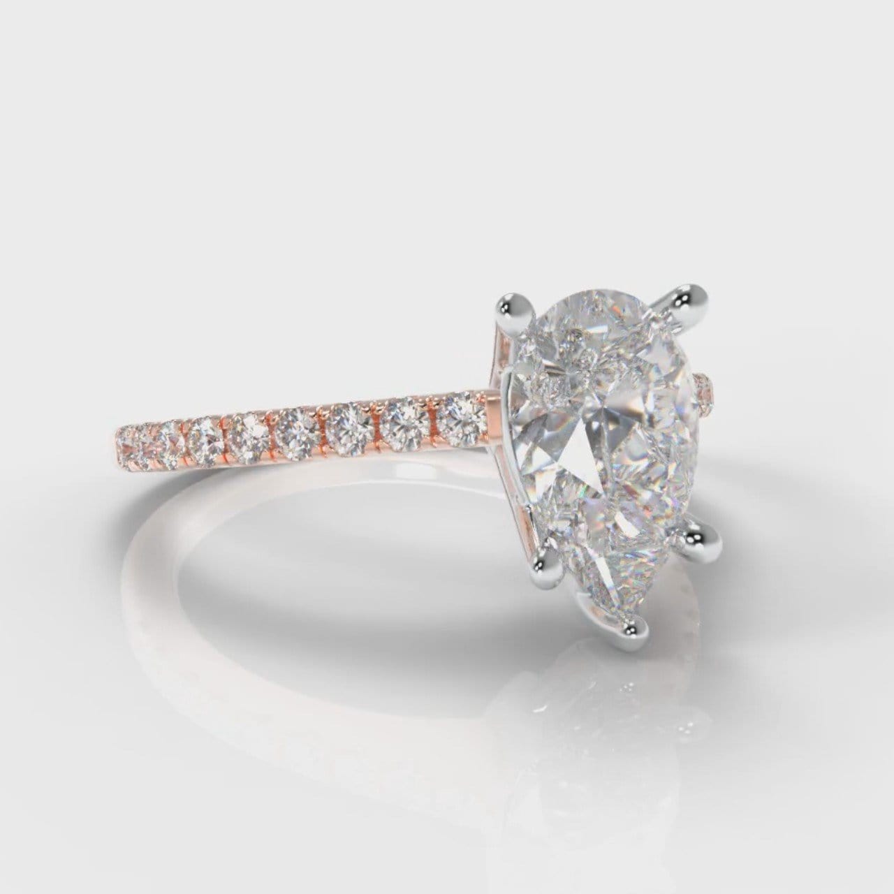 Petite Micropavé Pear Diamond Engagement Ring - Rose Gold