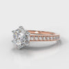 Star Pavé Round Brilliant Diamond Engagement Ring - Rose Gold