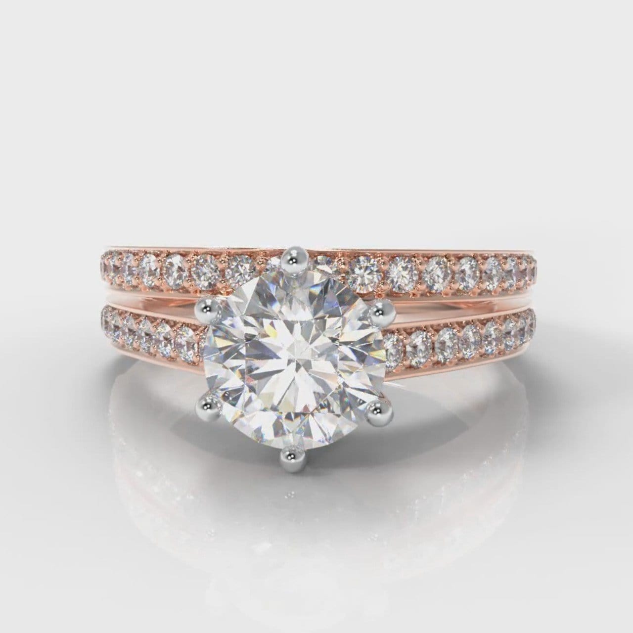 Star Pavé Round Brilliant Diamond Bridal Set - Rose Gold