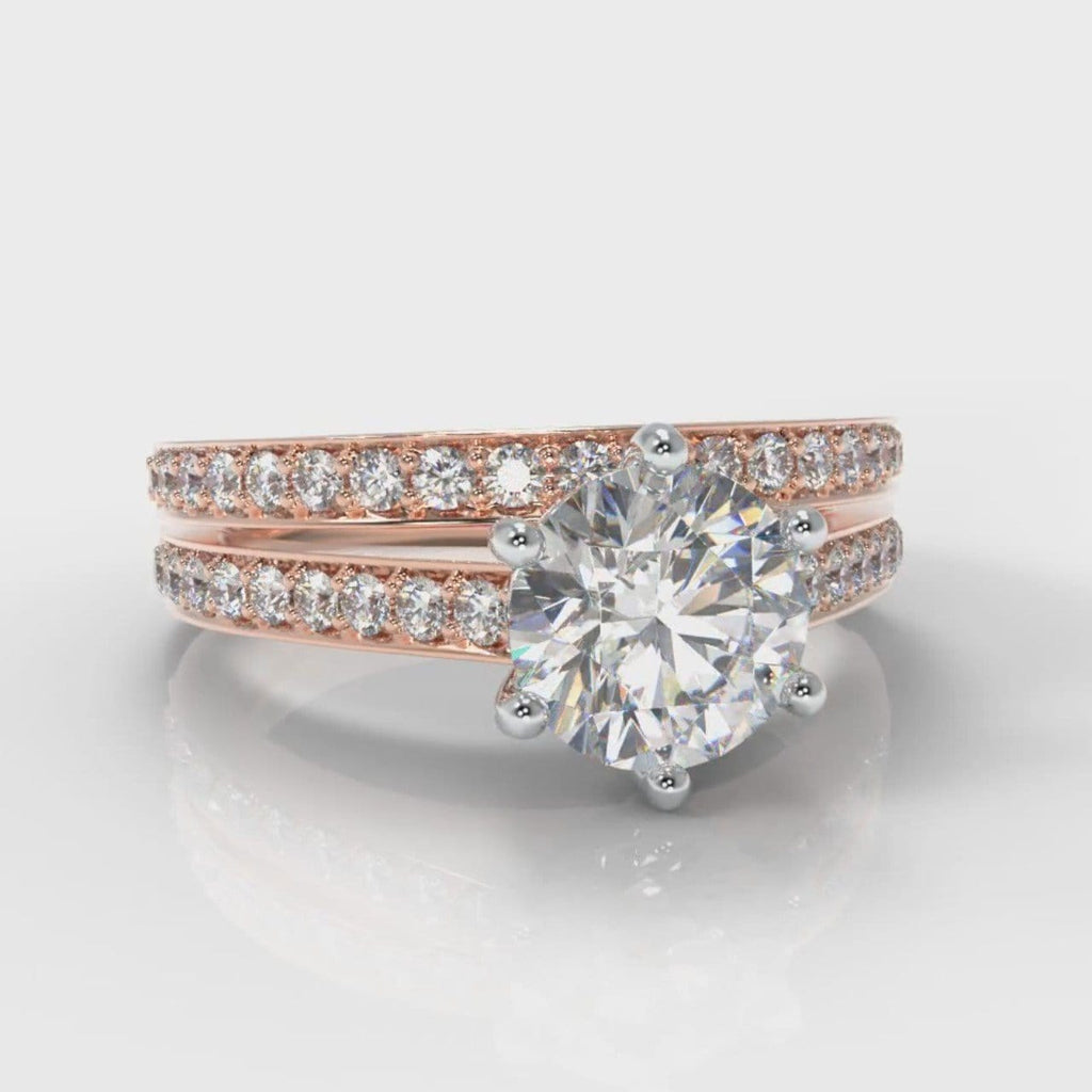 Star Pavé Round Brilliant Diamond Bridal Set - Rose Gold