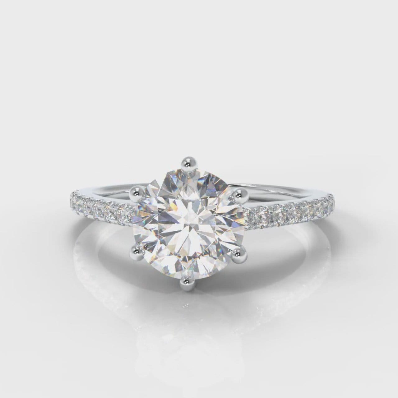 Star Petite Micropavé Round Brilliant Cut Diamond Engagement Ring