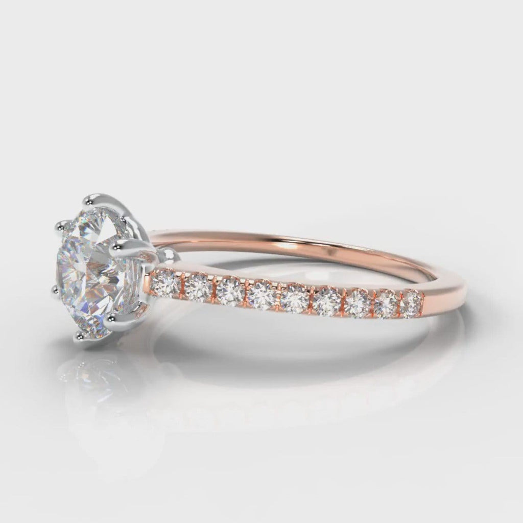 Star Petite Micropavé Round Brilliant Cut Diamond Engagement Ring - Rose Gold