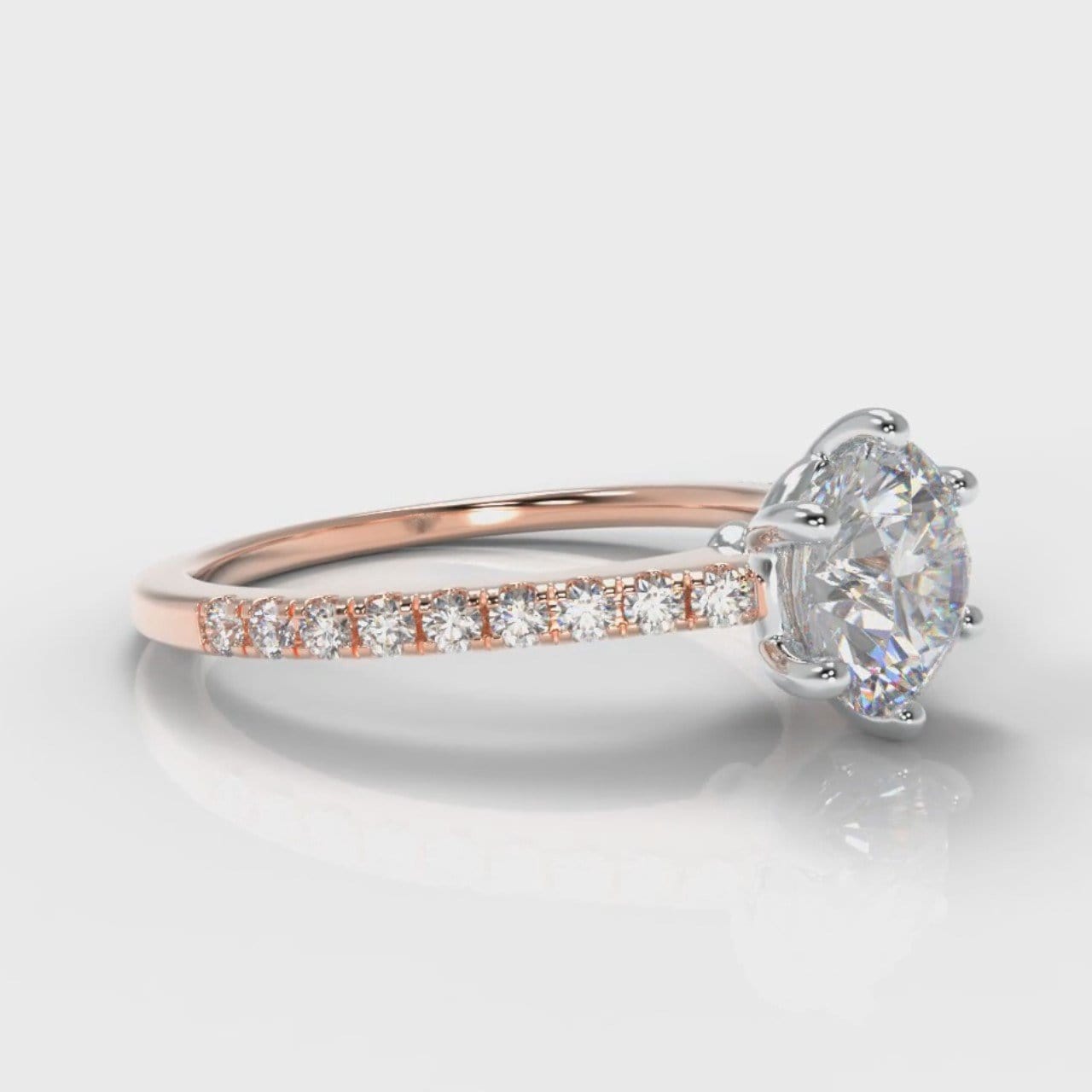 Star Petite Micropavé Round Brilliant Cut Diamond Engagement Ring - Rose Gold
