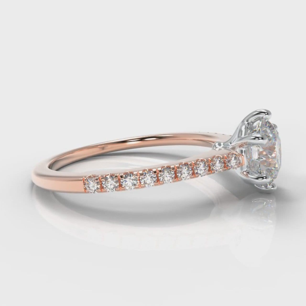Star Petite Micropavé Round Brilliant Cut Diamond Engagement Ring - Rose Gold