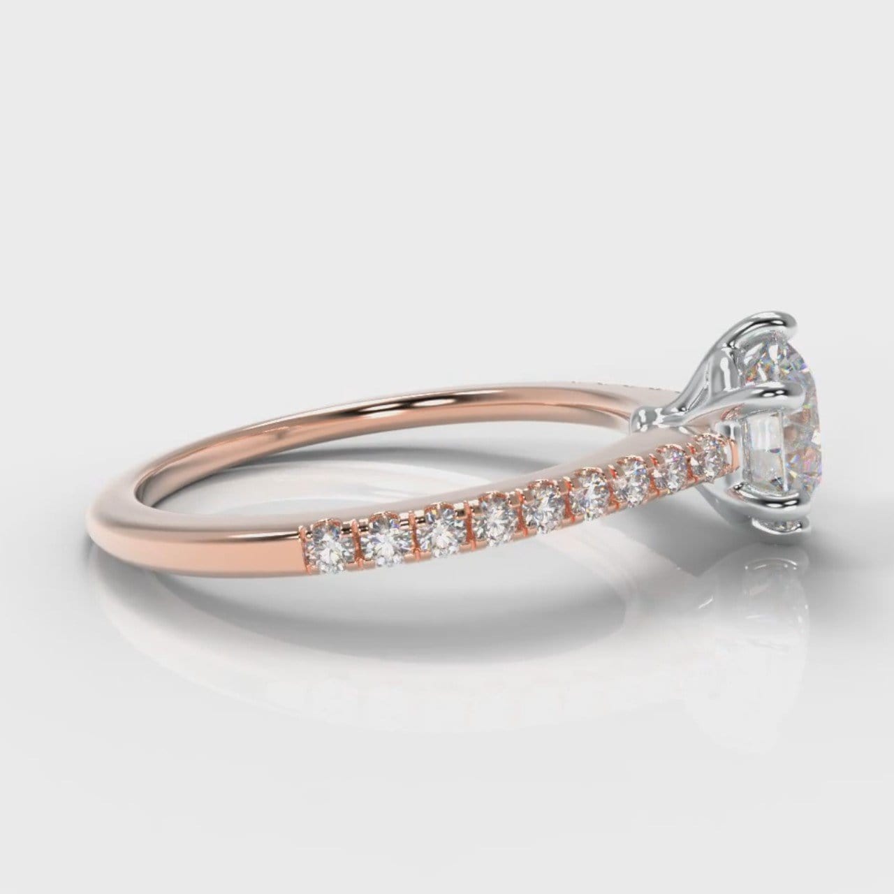 Star Petite Micropavé Round Brilliant Cut Diamond Engagement Ring - Rose Gold