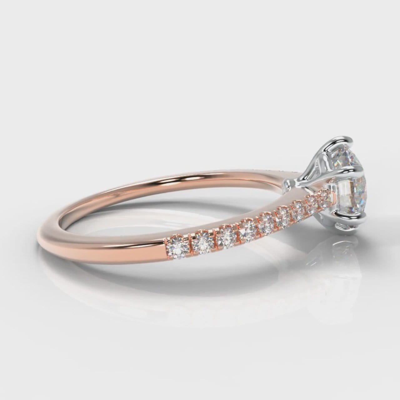 Star Petite Micropavé Round Brilliant Cut Diamond Engagement Ring - Rose Gold