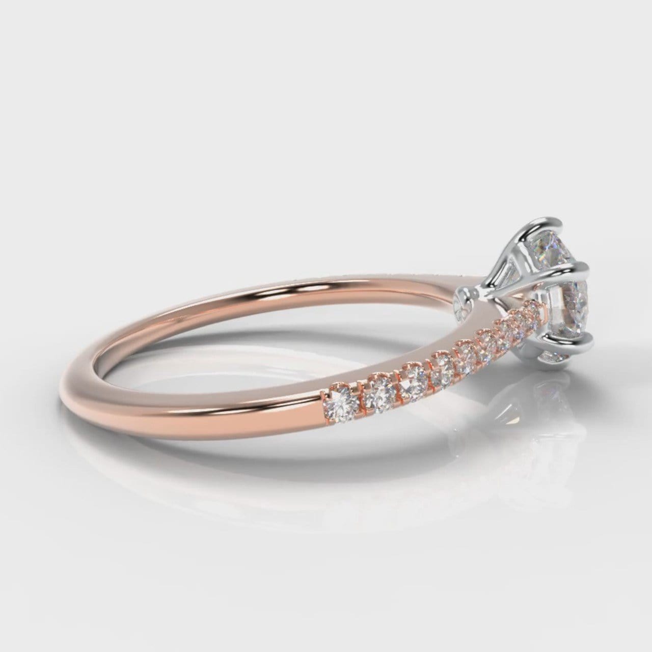 Star Petite Micropavé Round Brilliant Cut Diamond Engagement Ring - Rose Gold