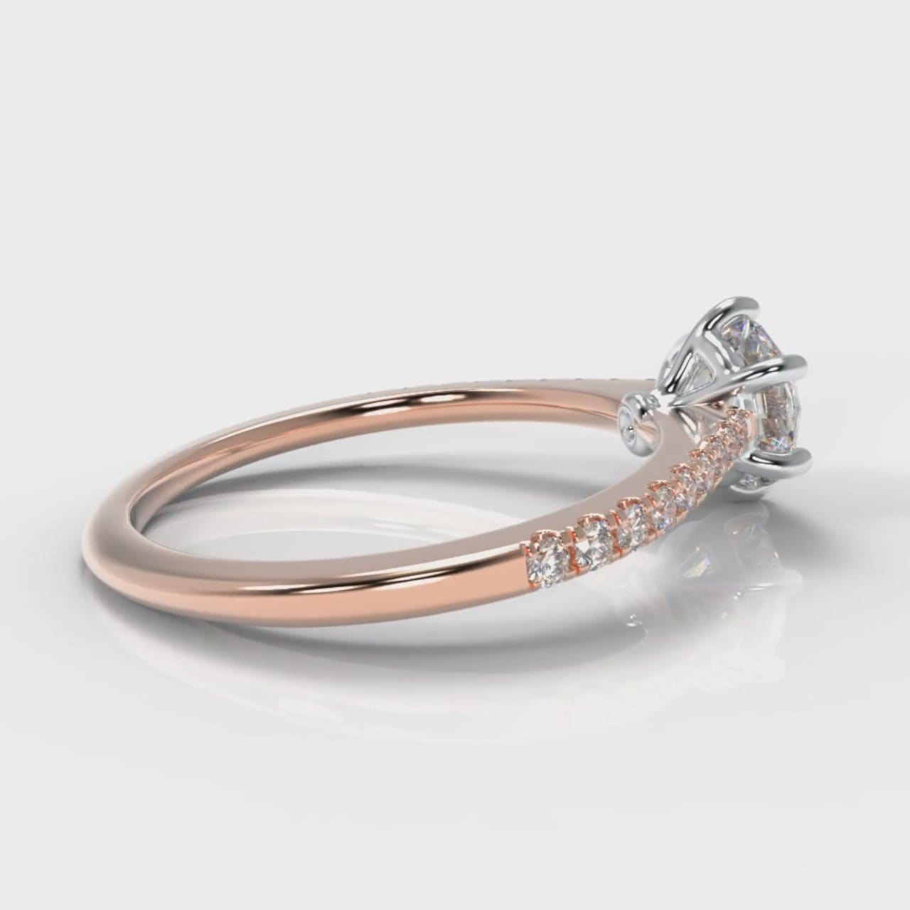 Star Petite Micropavé Round Brilliant Cut Diamond Engagement Ring - Rose Gold