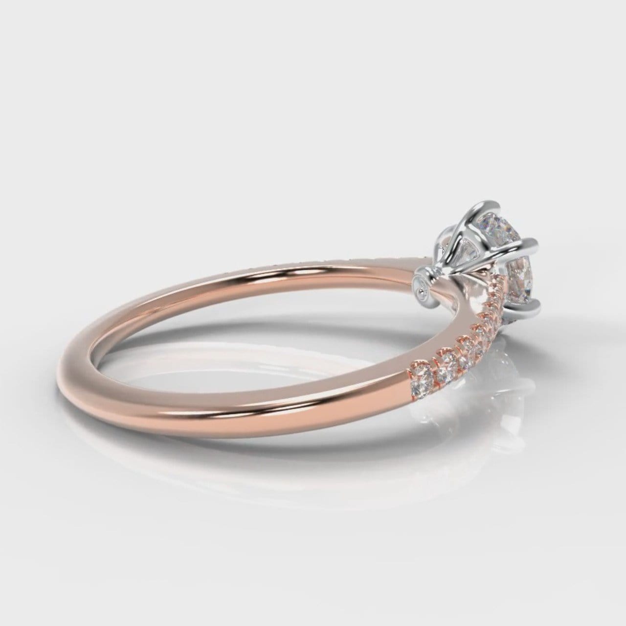 Star Petite Micropavé Round Brilliant Cut Diamond Engagement Ring - Rose Gold