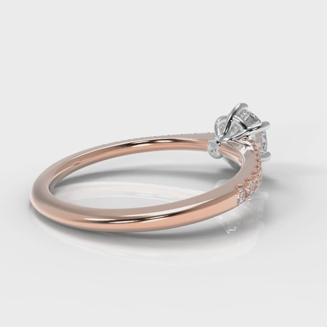 Star Petite Micropavé Round Brilliant Cut Diamond Engagement Ring - Rose Gold